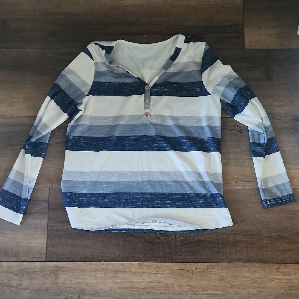 Striped Blue and White Womens Shirt